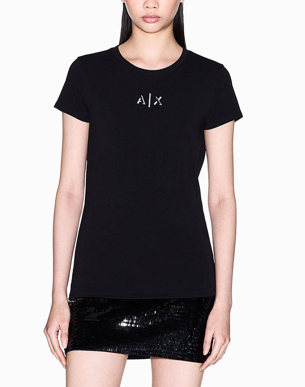 Armani Exchange Γυναικείο T-Shirt Κοντομάνικο Μαύρο Βαμβάκι Ελαστάνη