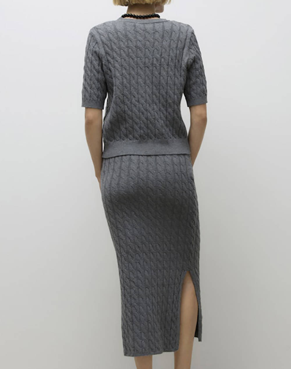 AWARE BY VERO MODA AWLORELLA 2/4 CREW NECK KNIT TOP NOOS 10312356-Medium Grey Melange Gray φωτογραφία