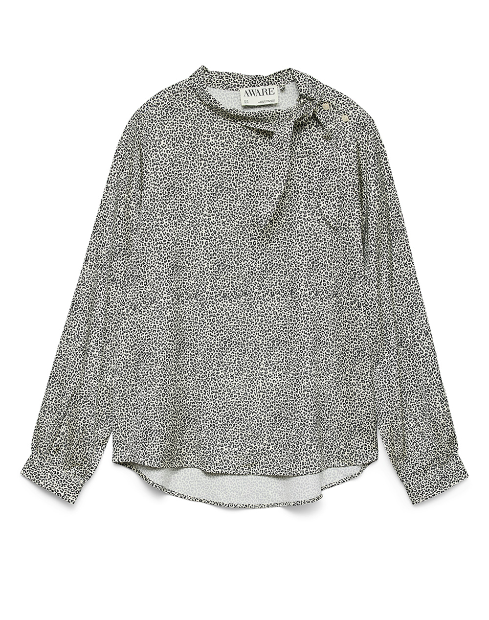 AWARE BY VERO MODA AWTELVA LS HIGH-NECK MIDI BLOUSE 10334457-BirchDANA Mixed