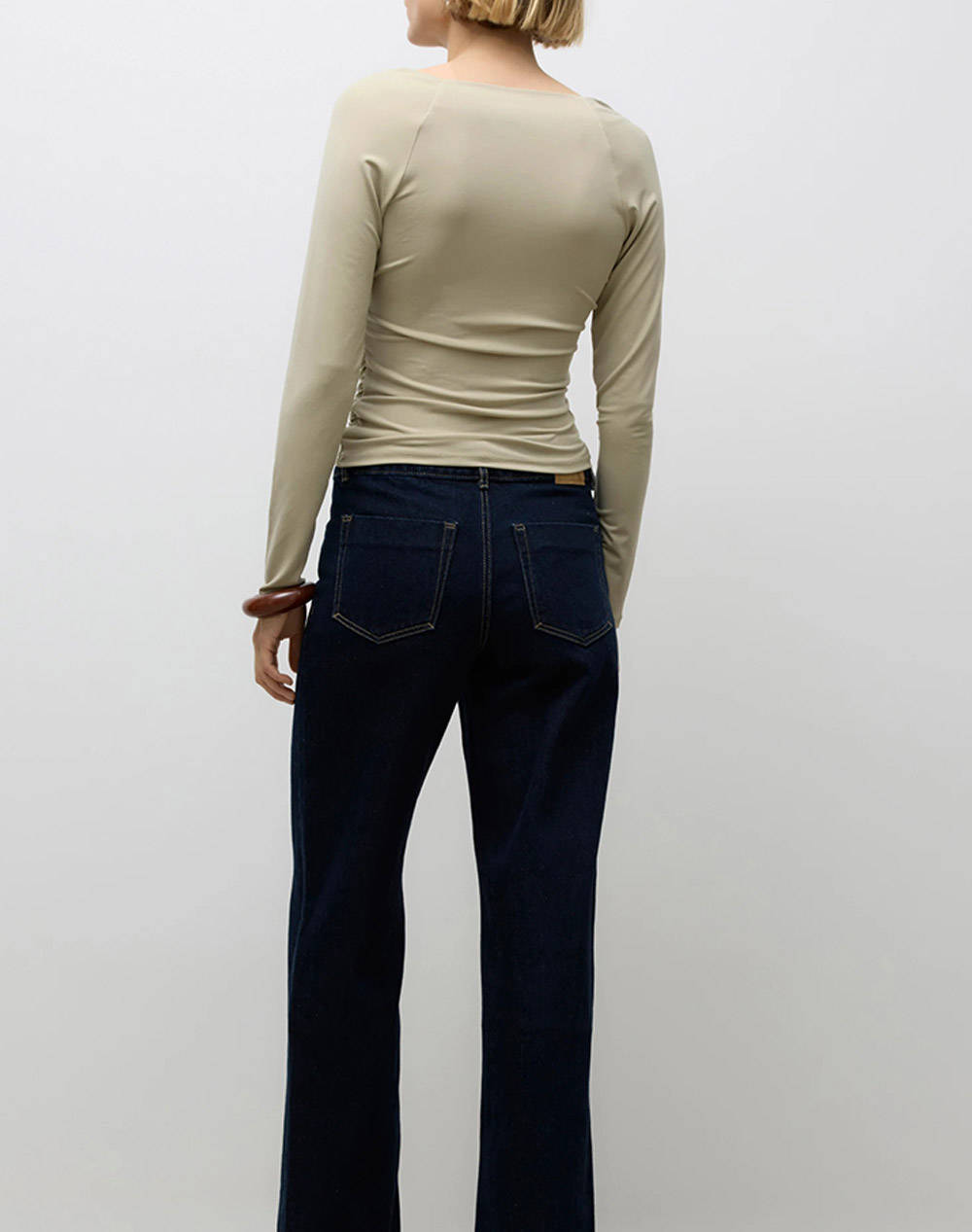 AWARE BY VERO MODA AWSOPHIA LS V-NECK WRAP TOP 10331046-Moss Gray Biege φωτογραφία