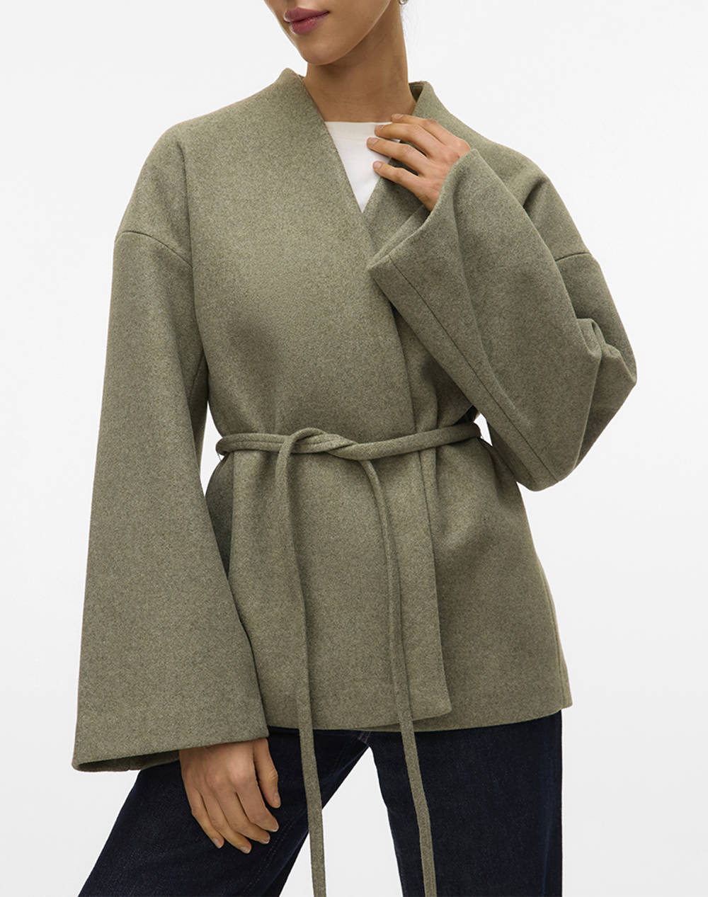 AWARE BY VERO MODA AWARE BY VERO MODA AWSIJINA LS V-NECK SHORT JACKET 10331747-Tea Khaki