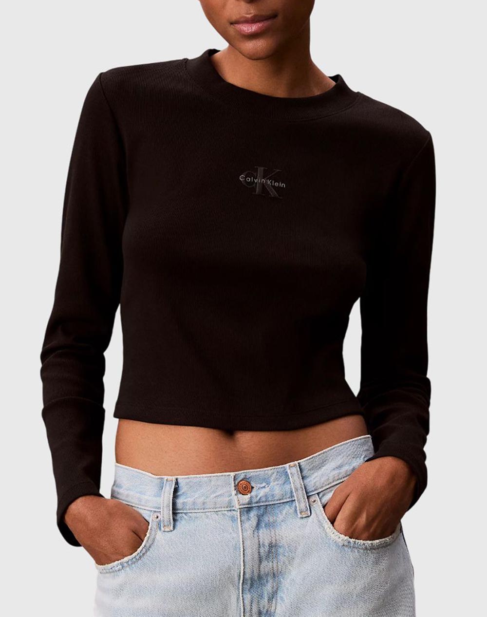 CALVIN KLEIN A- LS MONOGRAM BABY TEE LV047A803G-UB1 Black