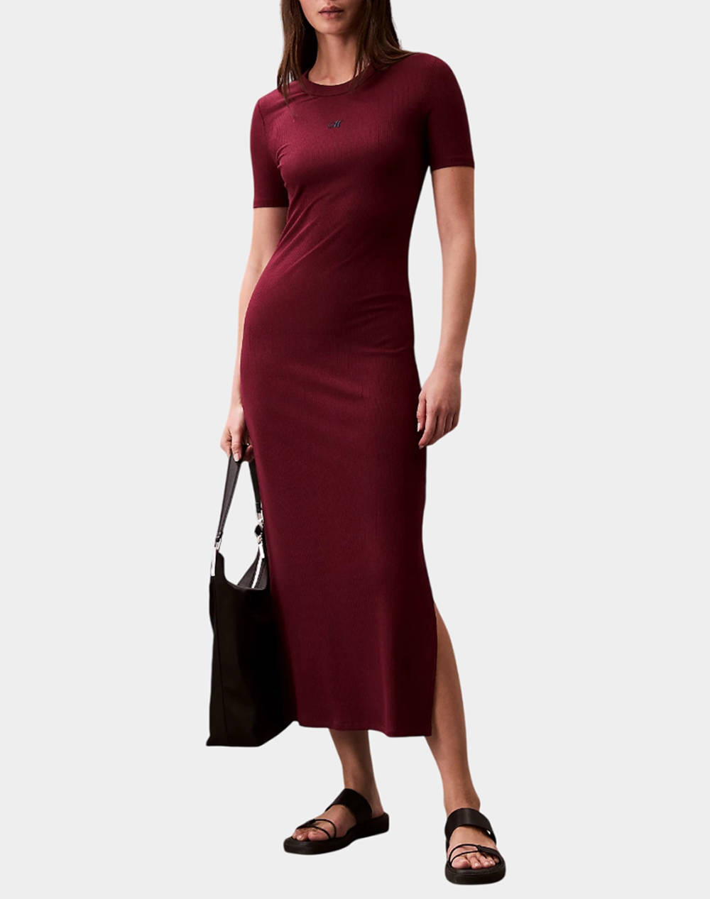 CALVIN KLEIN JEANS A - MODAL RIB SS DRESS LV044C902G-VLP Bordeux