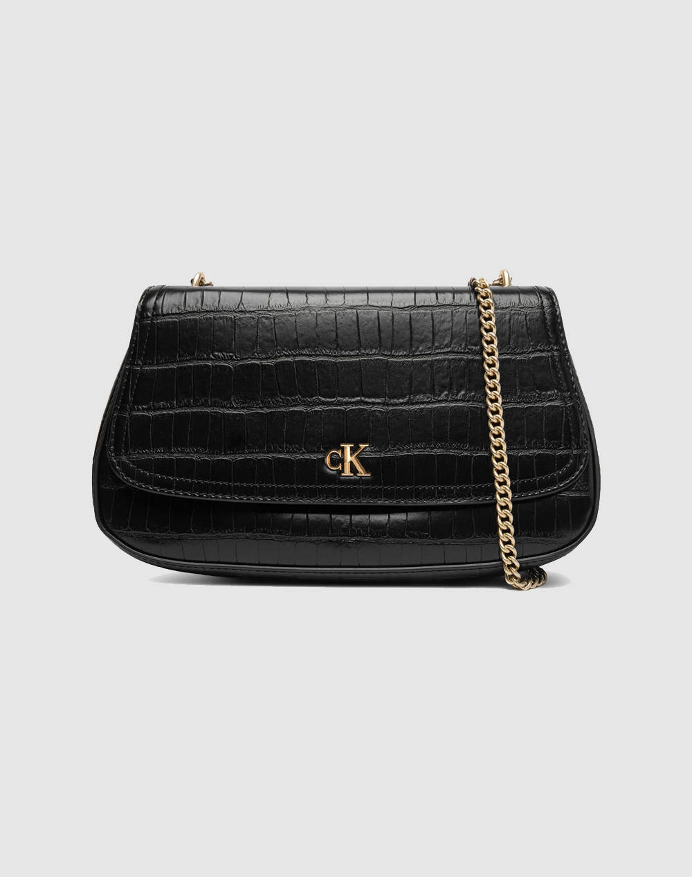 CALVIN KLEIN CK CROC CONV CHAIN MEDIUM BAG (Διαστάσεις: 30 x 18 x 6εκ.) LV04F3284G-YIH Black