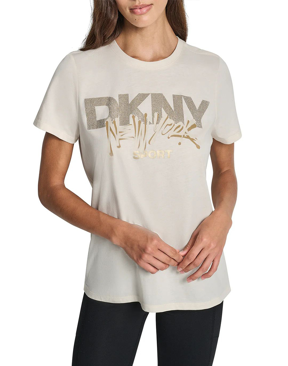 DKNY DP5T1446 LOGO ΜΠΛΟΥΖΑΚΙ ΚΟΝΤΟΜΑΝΙΚΟ DKNY DP5T1446-I1K Ecru