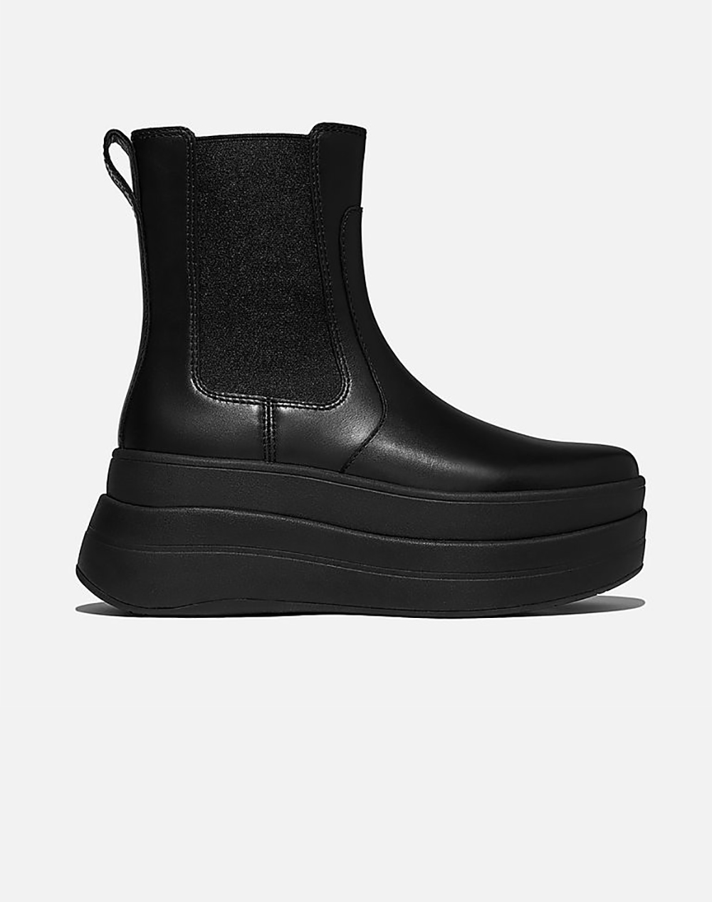 FIT FLOP FIT FLOP F-MODE STACK CHELSEA BOOT - LEATHER E2J-090-ALL BLACK Black