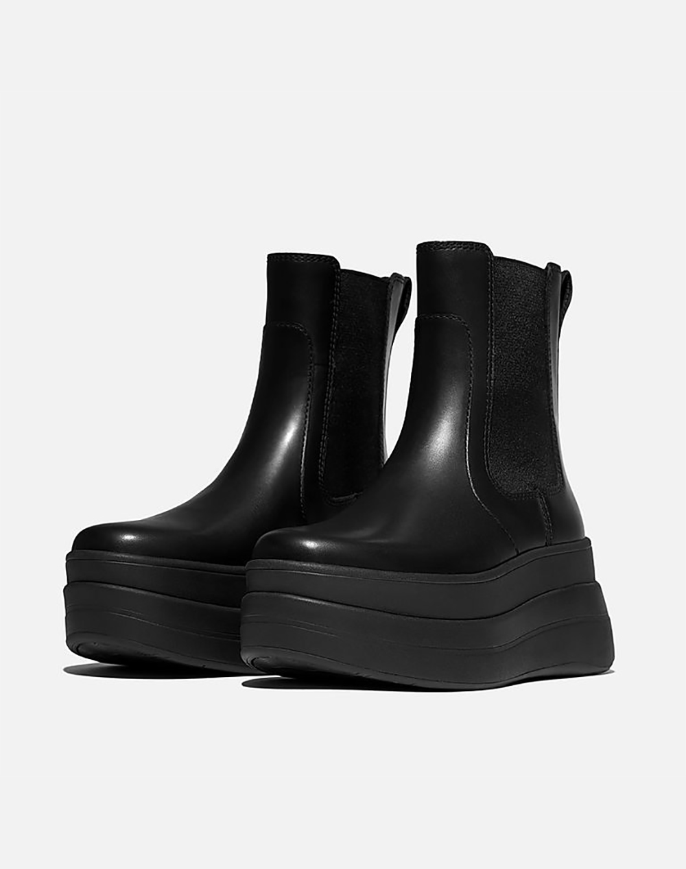 FIT FLOP F-MODE STACK CHELSEA BOOT - LEATHER E2J-090-ALL BLACK Black φωτογραφία