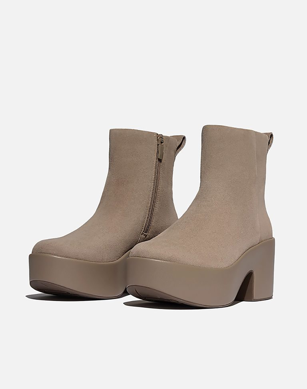 FIT FLOP PLATFFORM ZIP UP ANKLE BOOT - SUEDE​ E5J-076-PORTABELLA SandyBrown φωτογραφία