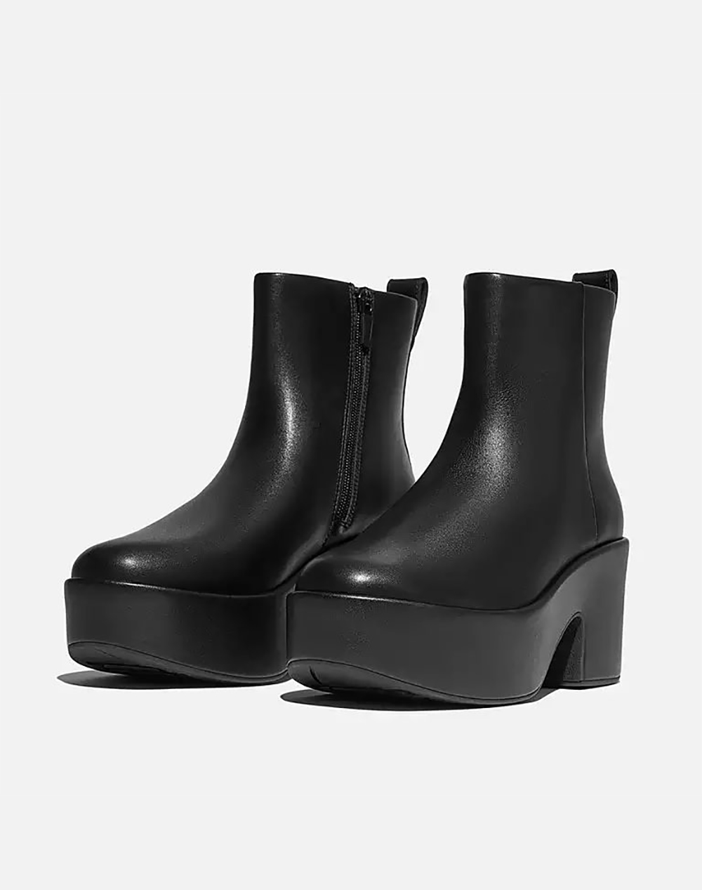 FIT FLOP PLATFFORM ZIP UP ANKLE BOOT - LEATHER​ E4Z-090-ALL BLACK Black φωτογραφία