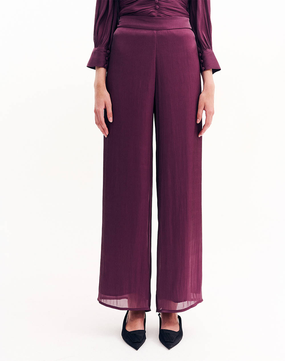 FOREL Παντελόνι satin ύφασμα 081.20.01.125-ΚΕΡΑΣΙ RedWine