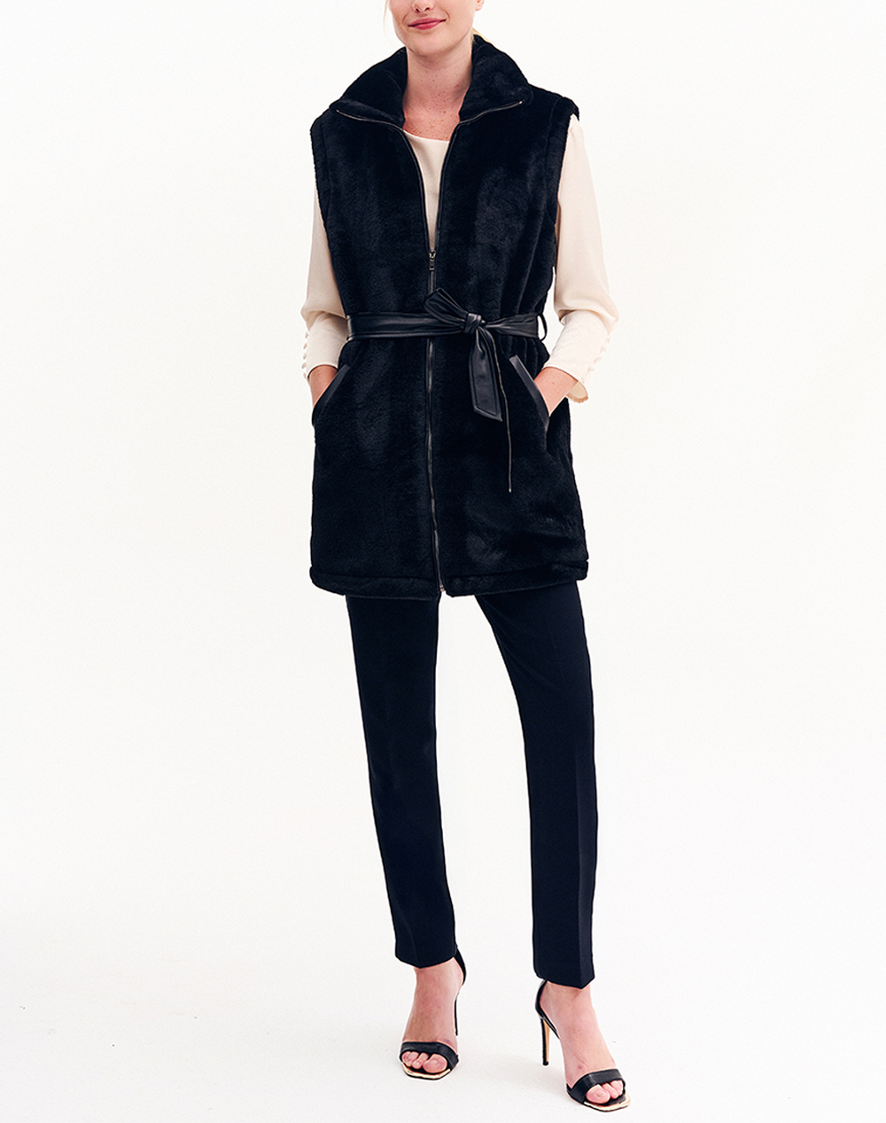 FOREL Γιλέκο αμάνικο γούνα 081.41.01.014-Μαύρο Black φωτογραφία