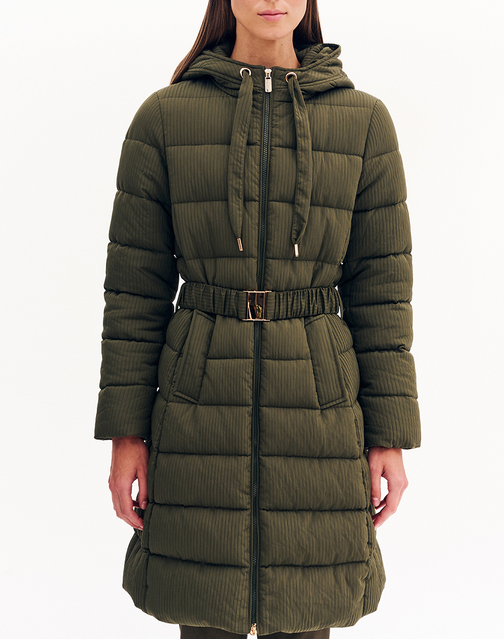 FOREL Μπουφάν με κουκούλα και ζώνη 081.60.01.016-XAKI Khaki