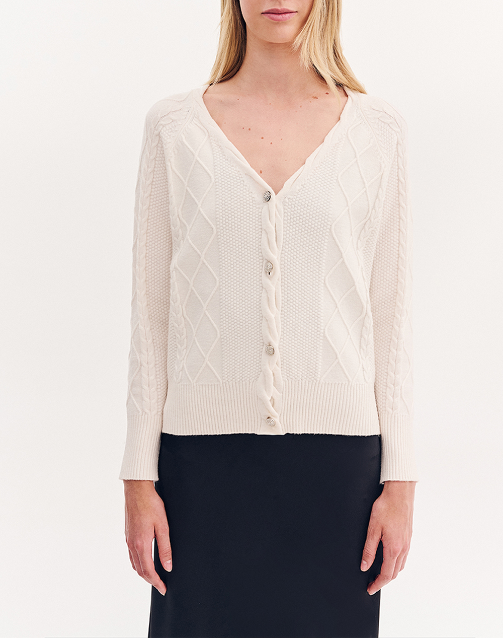 FOREL FOREL Πλεκτή ζακέτα 081.90.01.023-ΕΚΡΟΥ Ecru