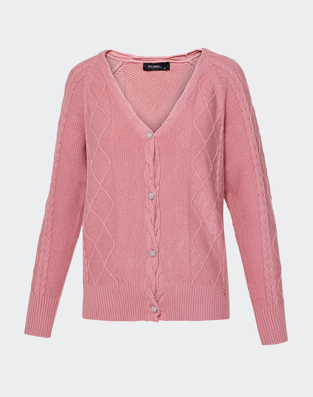FOREL Πλεκτή ζακέτα 081.90.01.023-ΡΟΖ Pink