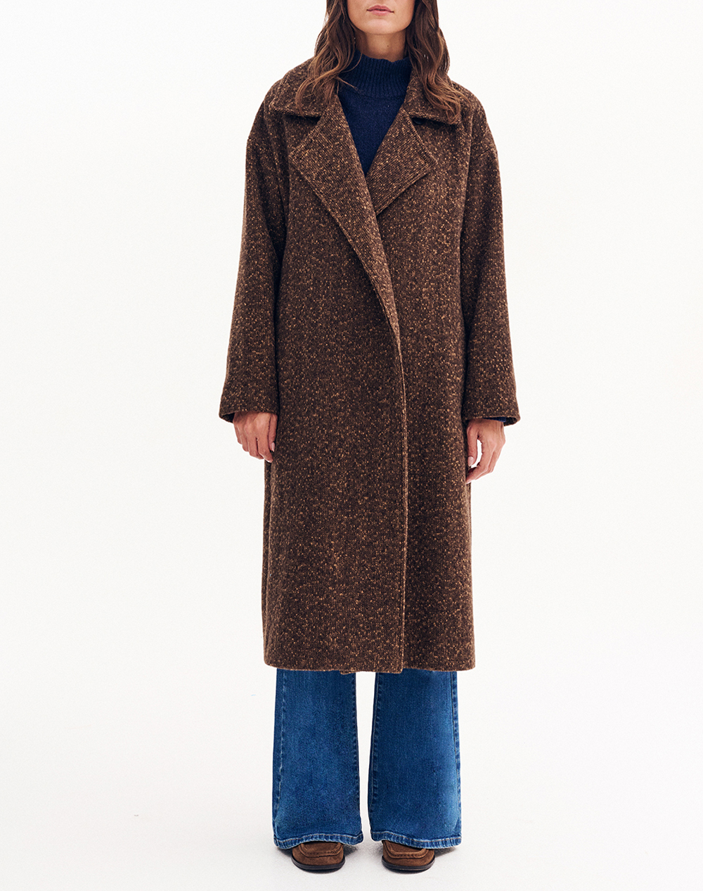 FOREL Παλτό με γιακά 081.70.05.004-ΣΟΚΟΛΑ DarkBrown