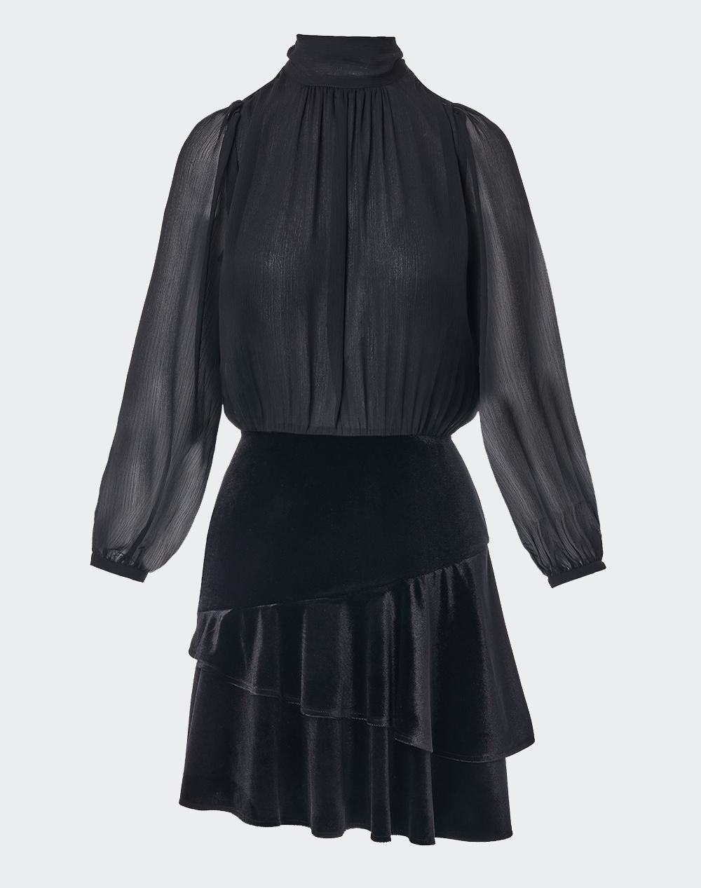 FOREL Φόρεμα κοντό με βελούδο και άνοιγμα στη πλάτη 081.50.01.110-Μαύρο Black