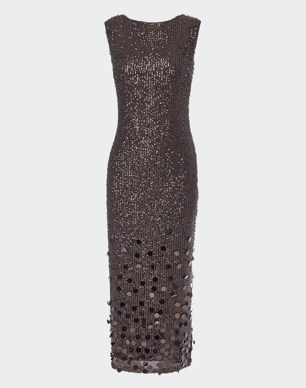 FOREL Φόρεμα αμπιγιέ με παγιέτα 081.50.01.108-ΚΑΦΕ Brown