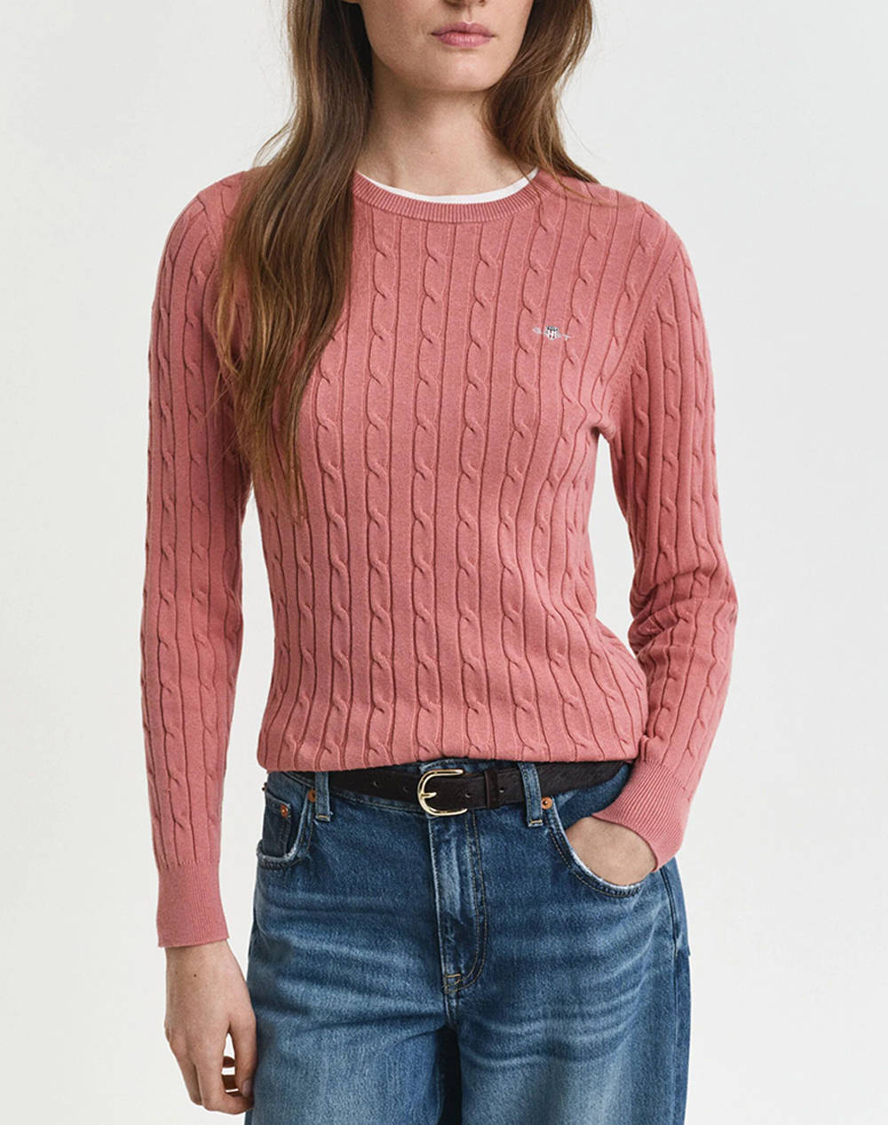 GANT ΠΟΥΛΟΒΕΡ ΜΜ STRETCH COTTON CABLE C-NECK 3GW4800100-654 DarkPink