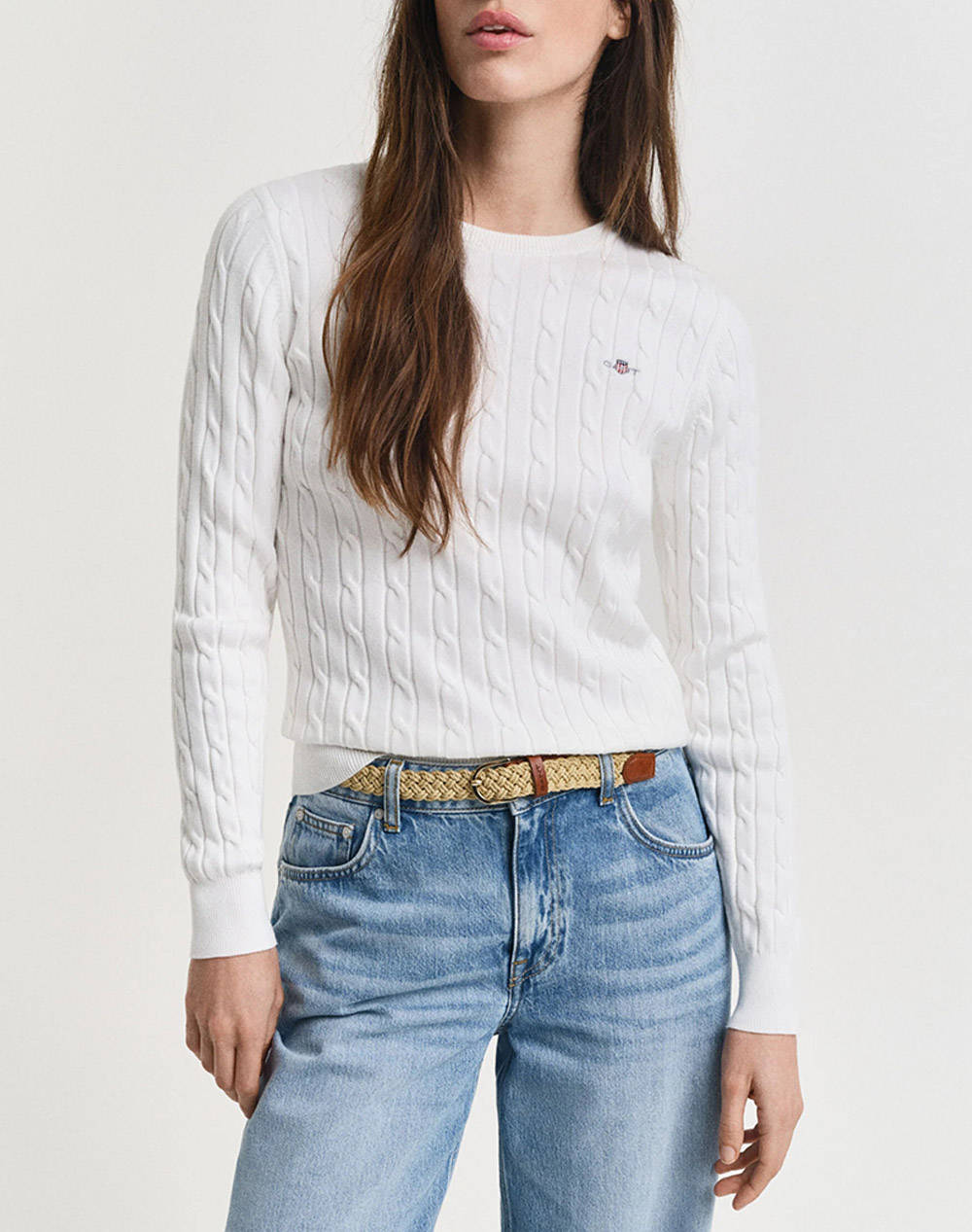 GANT ΠΟΥΛΟΒΕΡ ΜΜ STRETCH COTTON CABLE C-NECK 3GW4800100-113 OffWhite