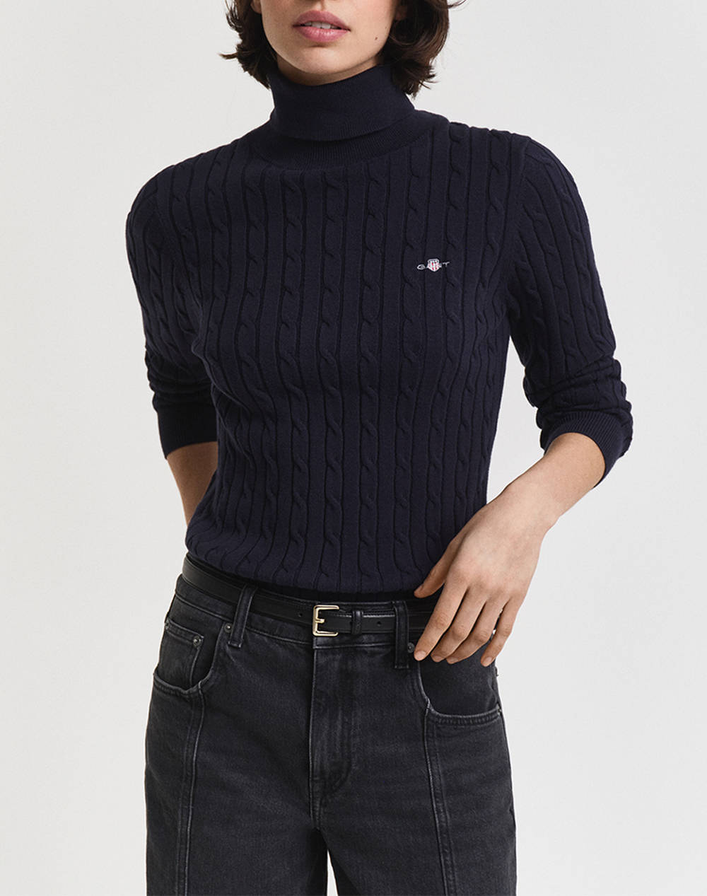 GANT ΠΟΥΛΟΒΕΡ ΜΜ STRETCH COTTON CABLE TURTLENECK 3GW4800102-433 DarkBlue