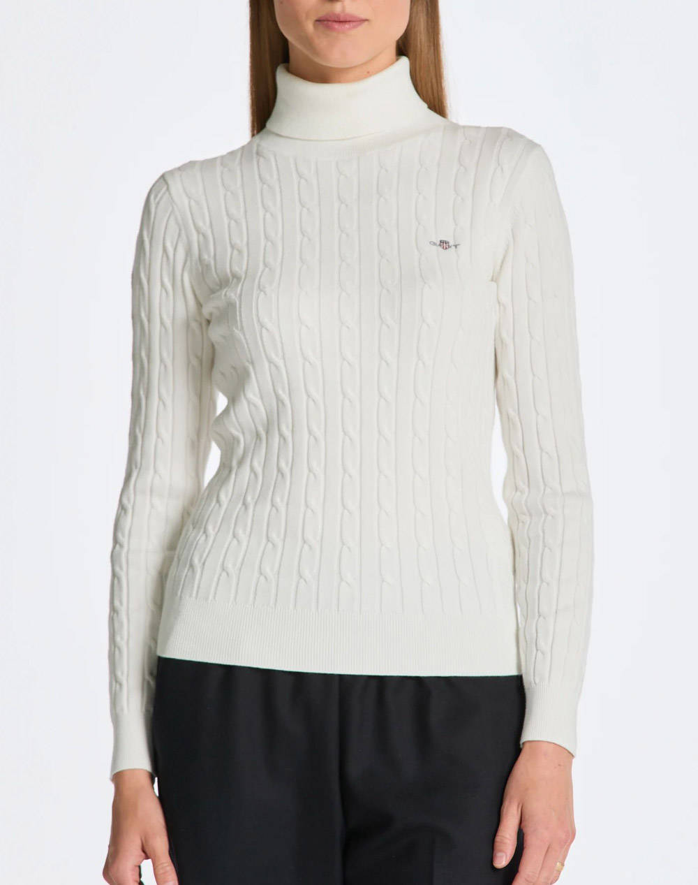 GANT ΠΟΥΛΟΒΕΡ ΜΜ STRETCH COTTON CABLE TURTLENECK 3GW4800102-113 OffWhite