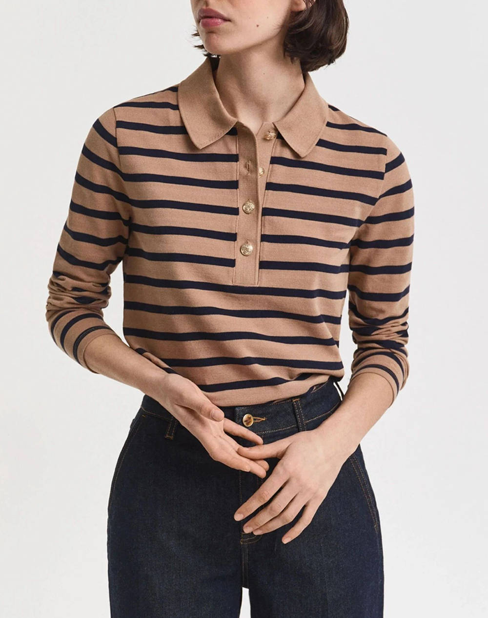 GANT GANT ΜΠΛΟΥΖΑ ΜΜ REG BRETON STRIPED LS PIQUE POLO 3GW4202632-213 Biege