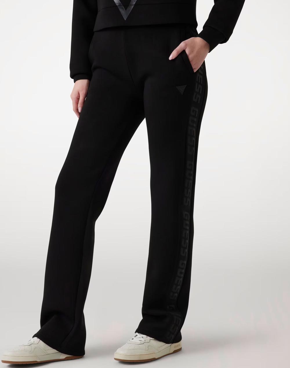 GUESS GUESS BRENDA SCUBA STRAIGHT LEG PANT ΠΑΝΤΕΛΟΝΙ ΓΥΝΑΙΚΕΙΟ V3RB21K7UW2-JBLK Black