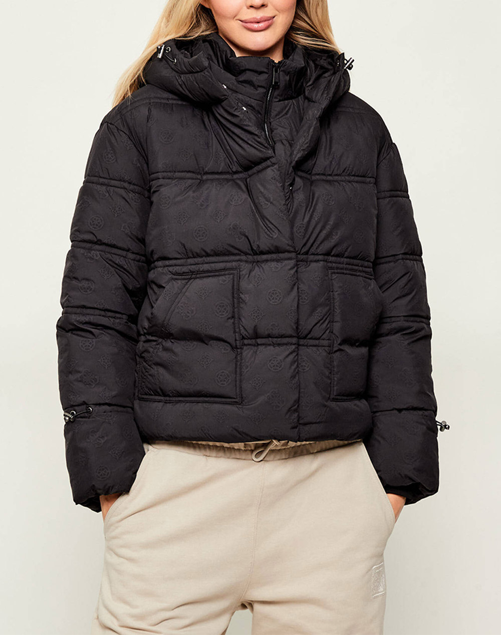 GUESS NEW DAISY CROP LOGO PUFFER ΜΠΟΥΦΑΝ ΓΥΝΑΙΚΕΙΟ W5BL43W2902-JBLK Black