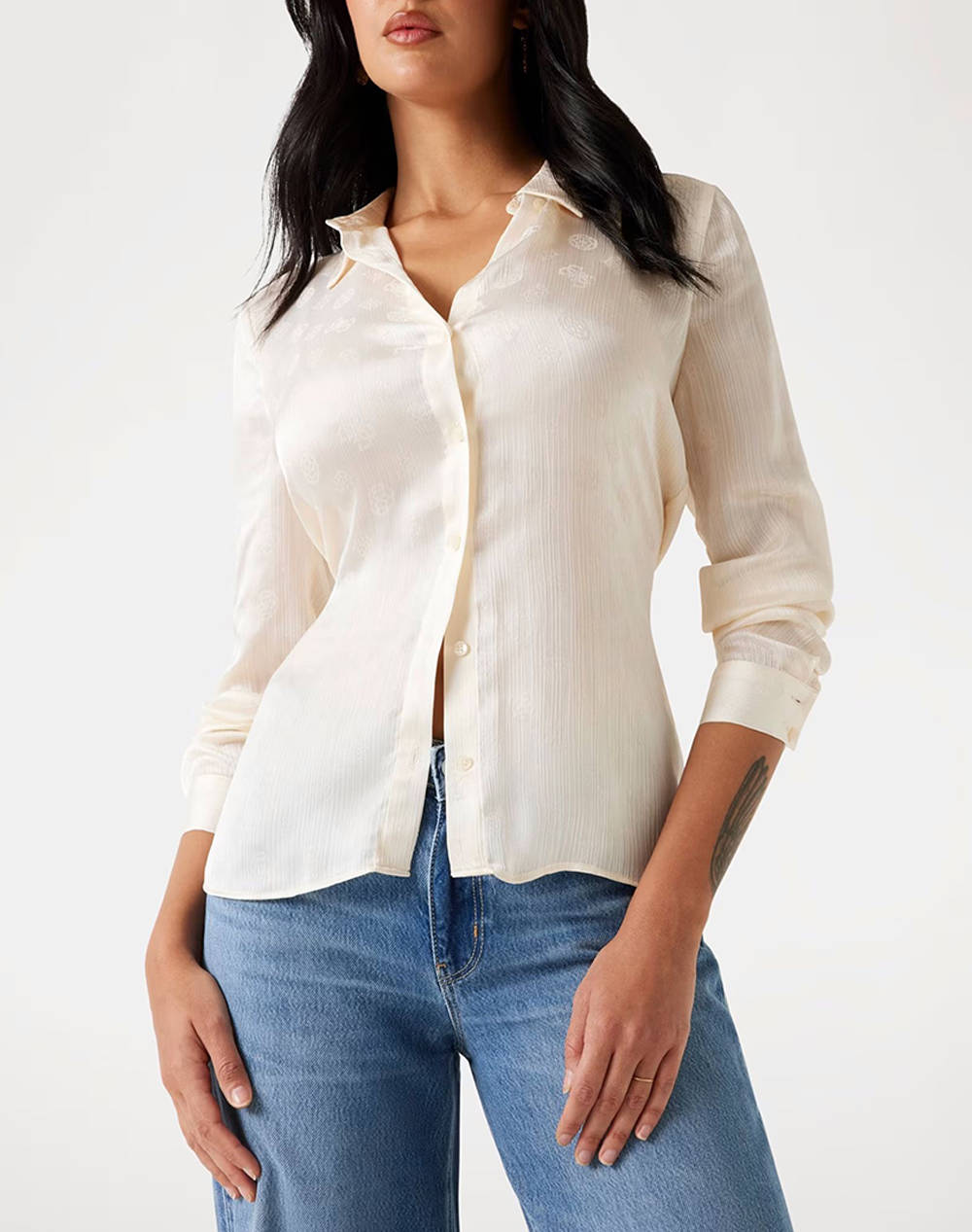 GUESS GUESS LS MARTHE LOGO SHIRT ΠΟΥΚΑΜΙΣΟ ΓΥΝΑΙΚΕΙΟ W5YH1AWHCR2-G1F7 Cream