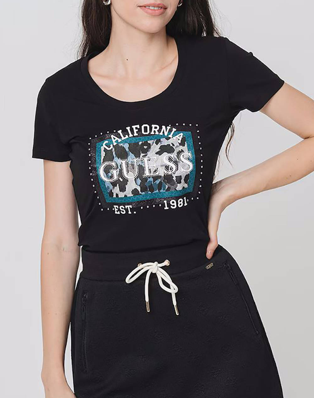 GUESS CN SS ANIMALIER BOXY PRINT ΜΠΛΟΥΖΑ ΓΥΝΑΙΚΕΙΟ W5YI27J1314-JBLK Black