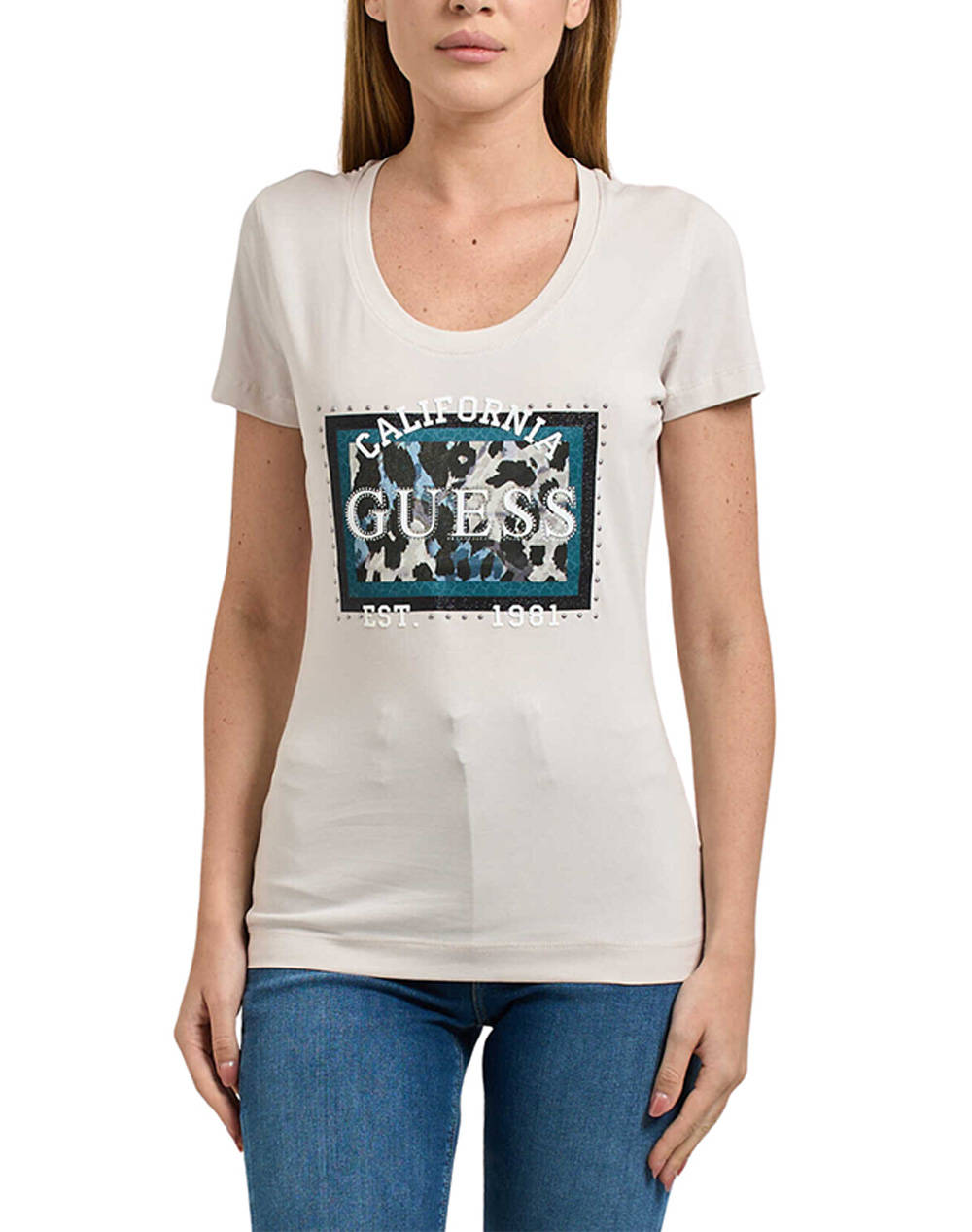 GUESS CN SS ANIMALIER BOXY PRINT ΜΠΛΟΥΖΑ ΓΥΝΑΙΚΕΙΟ W5YI27J1314-G9L9 Ecru