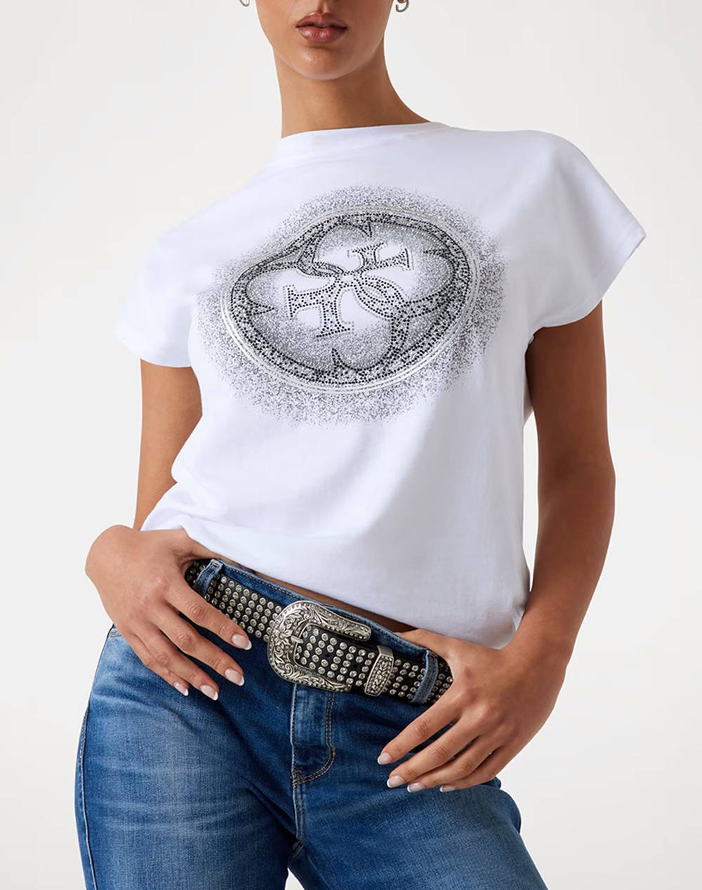 GUESS CN SS 4G SHADED HOTFIX ΜΠΛΟΥΖΑ ΓΥΝΑΙΚΕΙΟ W5YI14I3Z14-G011 White