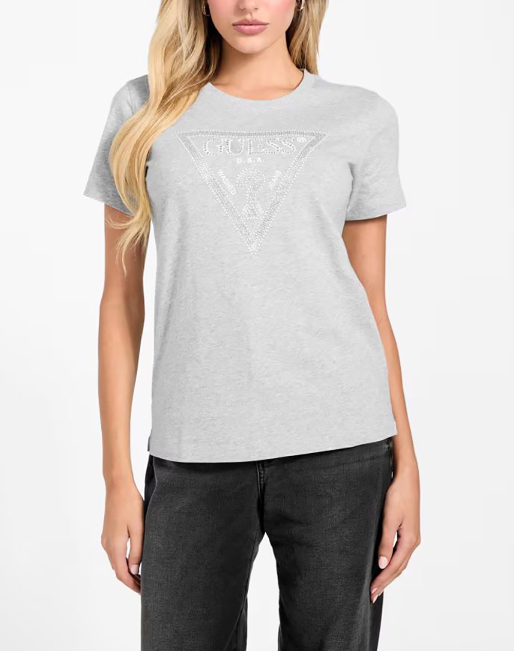 GUESS SS CN KRYSTAL TRIANGLE TEE ΜΠΛΟΥΖΑ ΓΥΝΑΙΚΕΙΟ W5BI18I3Z14-LMGY LightGray
