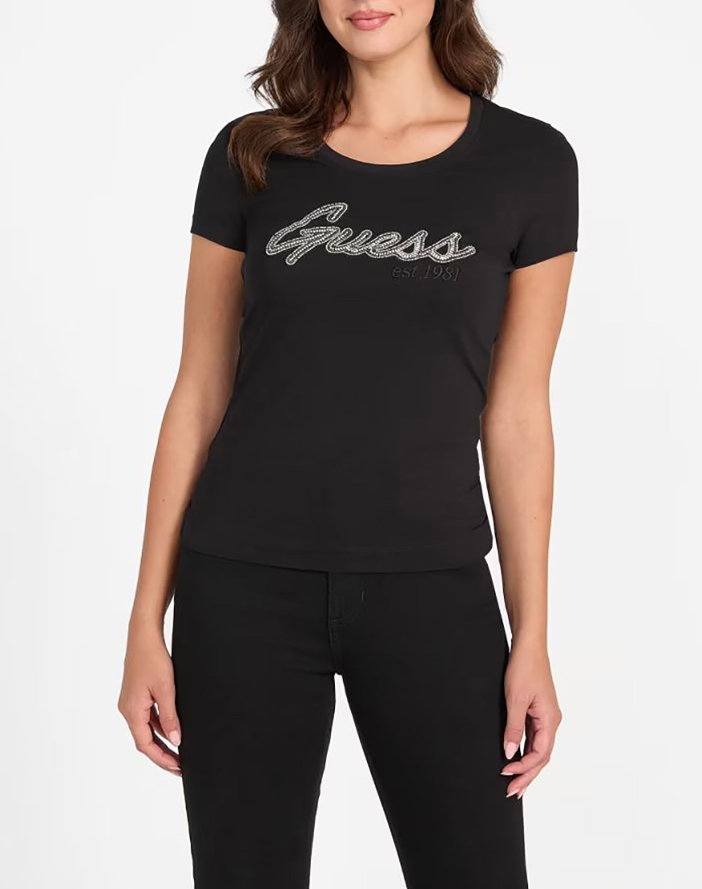 GUESS SS LOGO HOT FIX TEE ΜΠΛΟΥΖΑ ΓΥΝΑΙΚΕΙΟ W5YI16J1314-JBLK Black