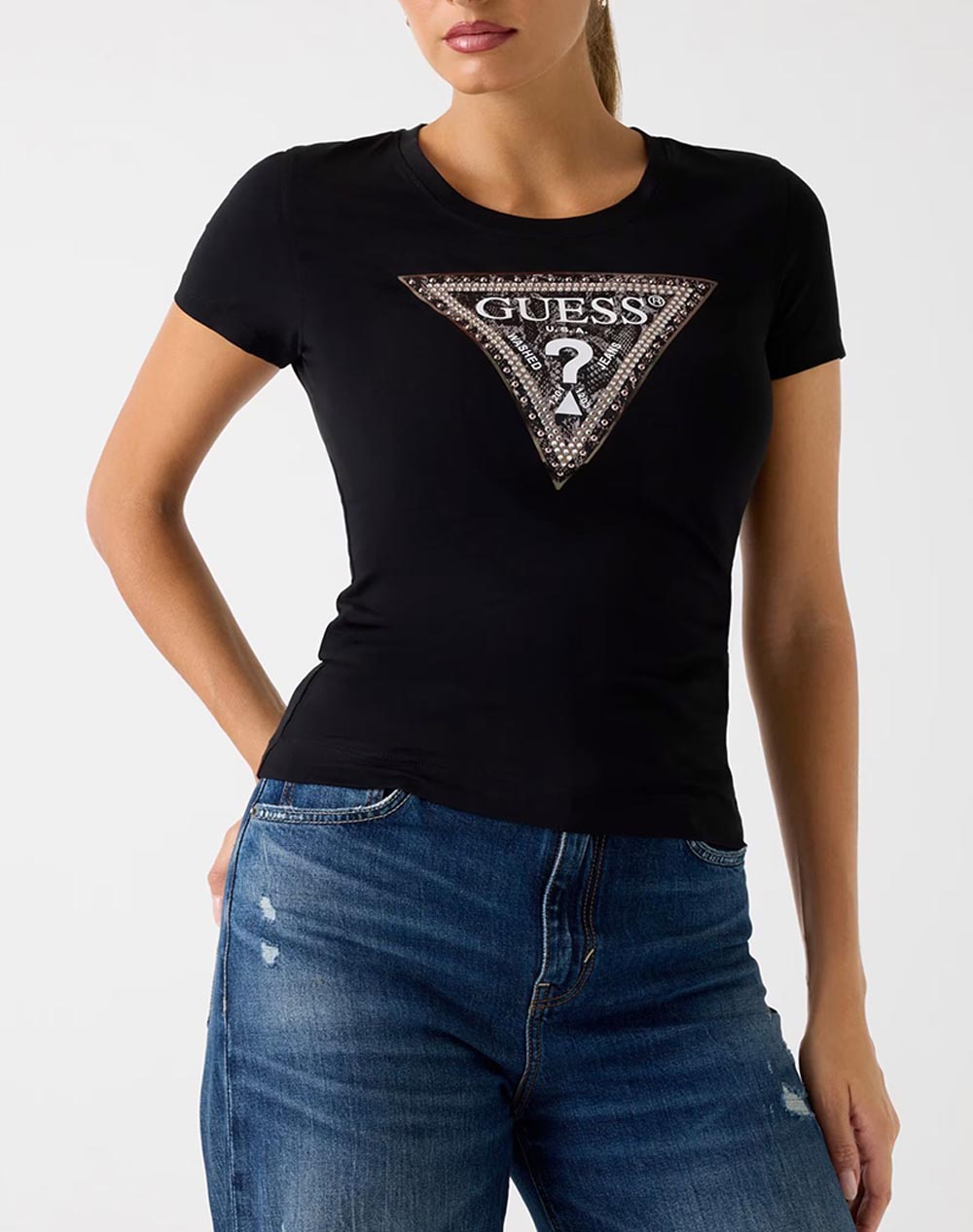 GUESS SS CN TRIANGLE PYTHON TEE ΜΠΛΟΥΖΑ ΓΥΝΑΙΚΕΙΟ W5BI15J1314-JBLK Black