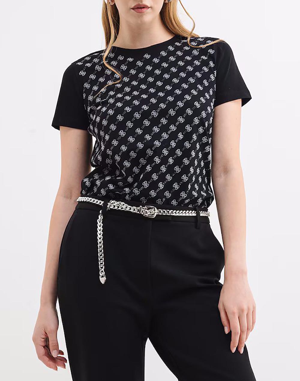 GUESS SS CN 4G ALLOVER TEE ΜΠΛΟΥΖΑ ΓΥΝΑΙΚΕΙΟ W5BI21I3Z14-JBLK Black