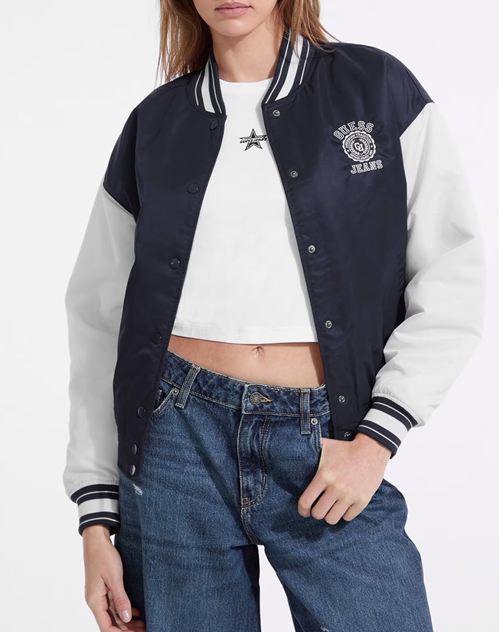 GUESS JEANS GJ VARSITY WITH EMBROIDERY ΜΠΟΥΦΑΝ ΓΥΝΑΙΚΕΙΟ W5YL15WHAA2-A71W DarkBlue