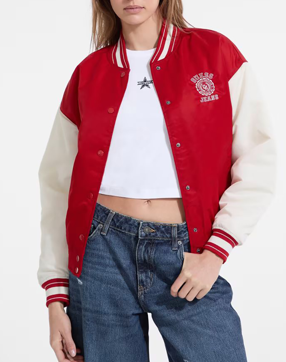 GUESS JEANS GUESS JEANS GJ VARSITY WITH EMBROIDERY ΜΠΟΥΦΑΝ ΓΥΝΑΙΚΕΙΟ W5YL15WHAA2-G585 Red