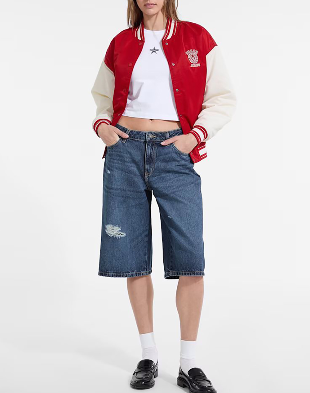 GUESS JEANS GJ VARSITY WITH EMBROIDERY ΜΠΟΥΦΑΝ ΓΥΝΑΙΚΕΙΟ W5YL15WHAA2-G585 Red φωτογραφία