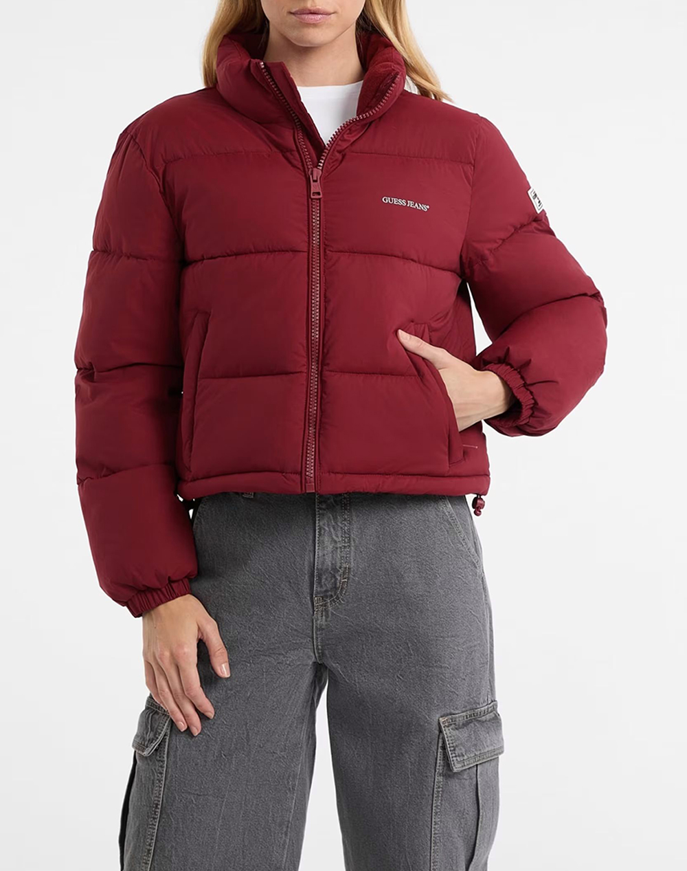 GUESS JEANS GJ CROPPED PUFFER ΜΠΟΥΦΑΝ ΓΥΝΑΙΚΕΙΟ W4BL20WGII2-G5M3 DarkRed
