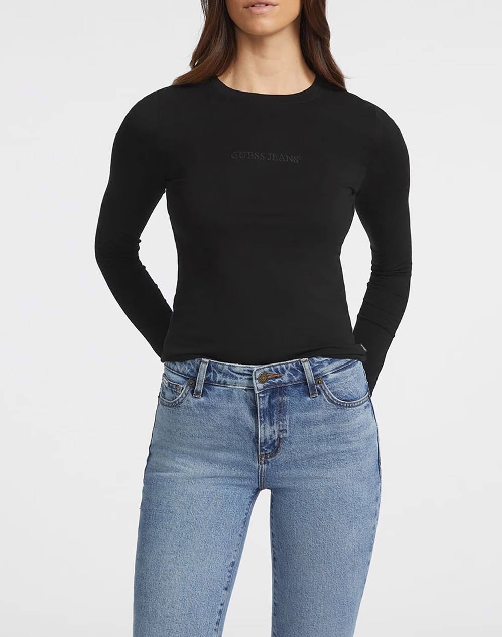 GUESS JEANS GUESS JEANS GJ LS CN SLIM LOGO EMB TEE ΜΠΛΟΥΖΑ ΓΥΝΑΙΚΕΙΟ W4YI22J1314-JBLK Black