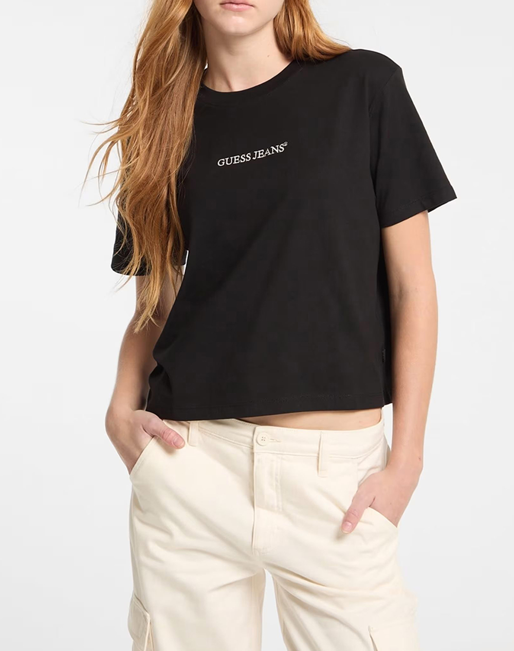 GUESS JEANS GUESS JEANS GJ SS CN BOXY EMBRO LOGO TEE ΜΠΛΟΥΖΑ ΓΥΝΑΙΚΕΙΟ W5RI42K8HM0-JBLK Black
