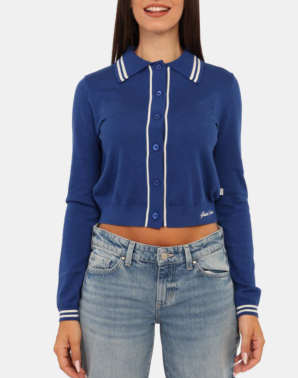 GUESS JEANS GUESS JEANS GJ LS POLO GUESS J EMB SWTR ΖΑΚΕΤΑ ΓΥΝΑΙΚΕΙΟ W5YR32Z3HO2-G7L5 Blue