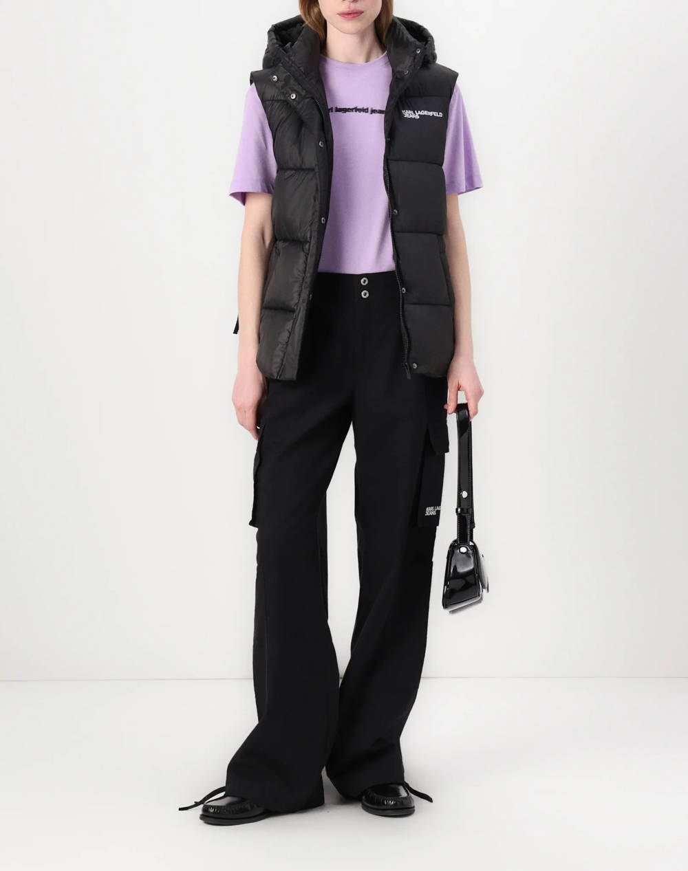 KARL LAGERFELD JEANS KLJ BELTED PUFFER VEST A3W15025-999 Black φωτογραφία