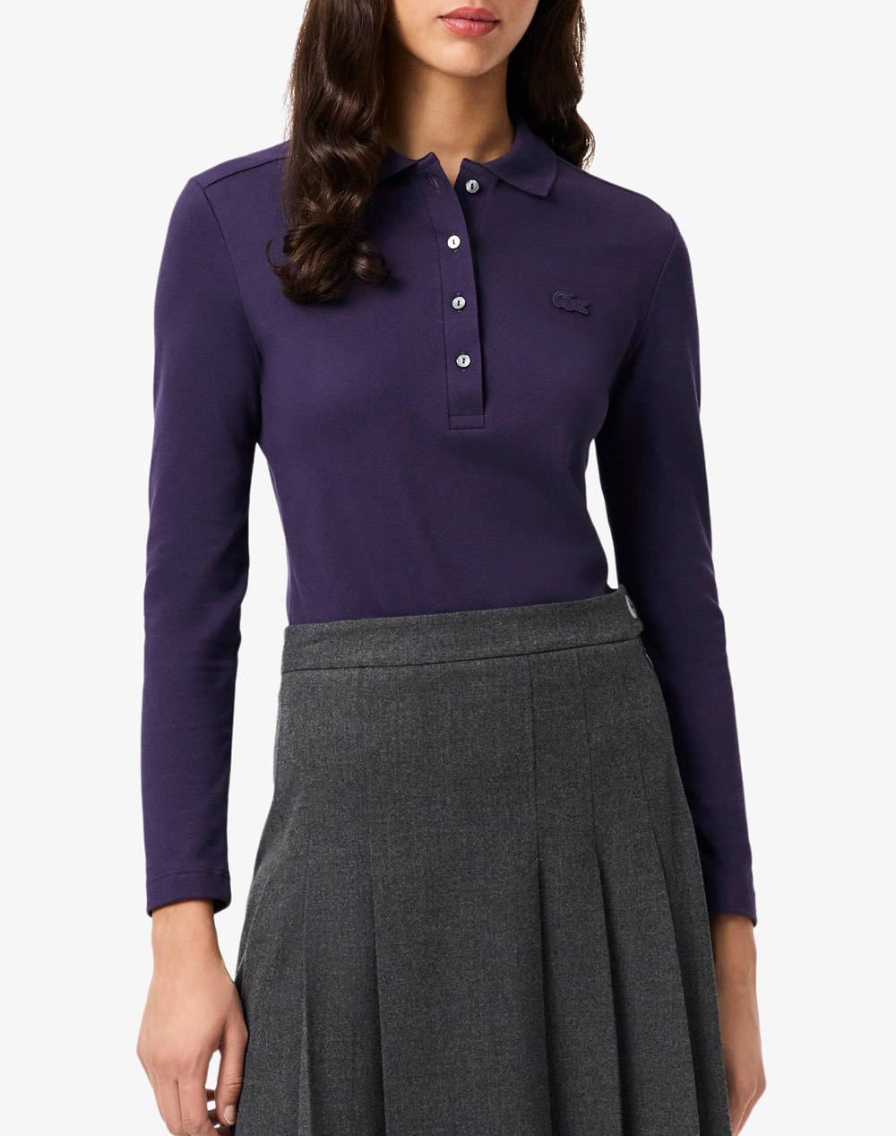 LACOSTE LACOSTE ΜΠΛΟΥΖΑ ΜΜ LONG SLEEVED RIBBED COLLAR SHIRT 3PF5464-ZSV Purple