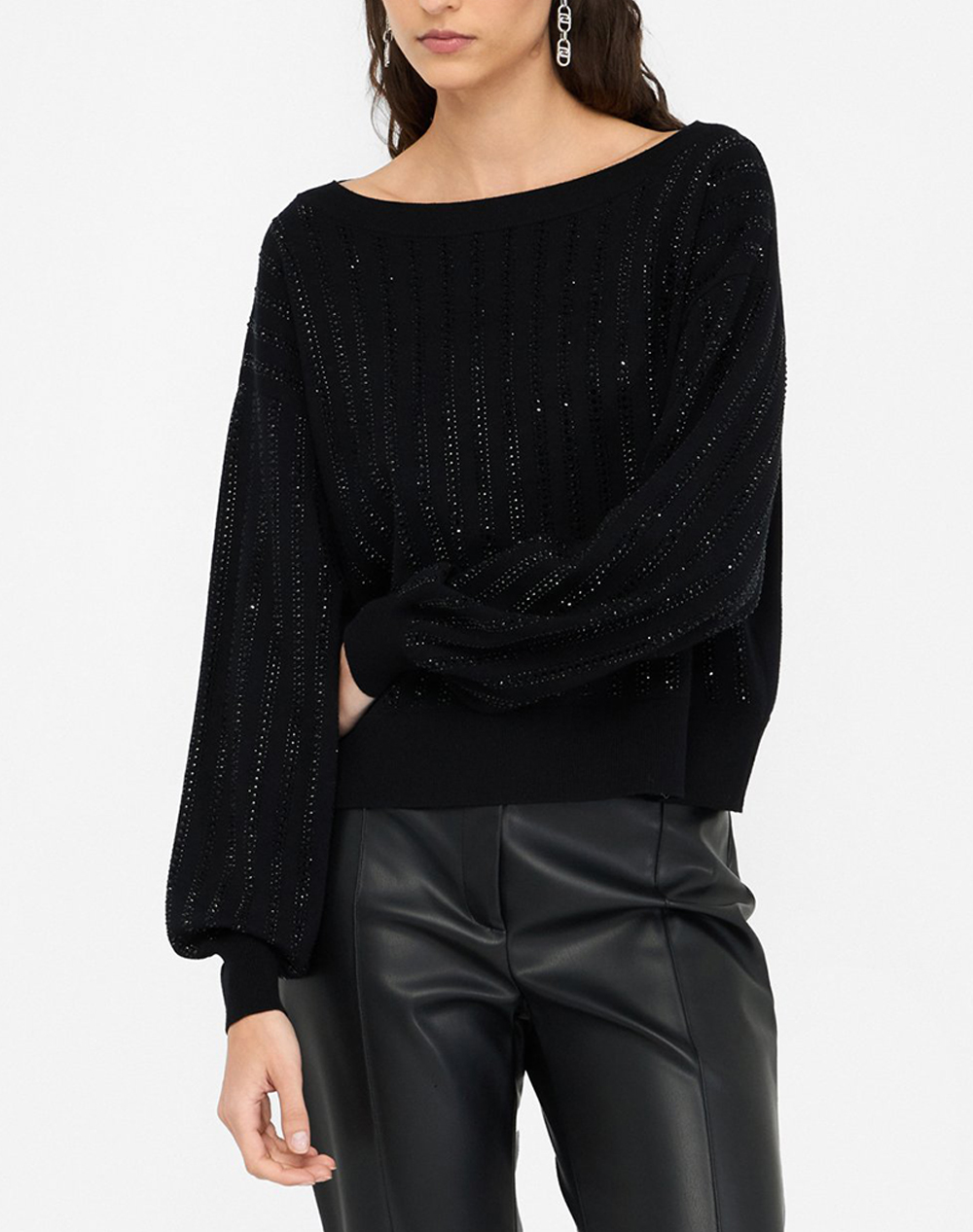 LIU JO BLACK_CF5M12_MAGLIA CHIUSA M/L ΜΠΛΟΥΖΑ ΓΥΝΑΙΚΕΙΟ CF5271MA96E-M9798 Black