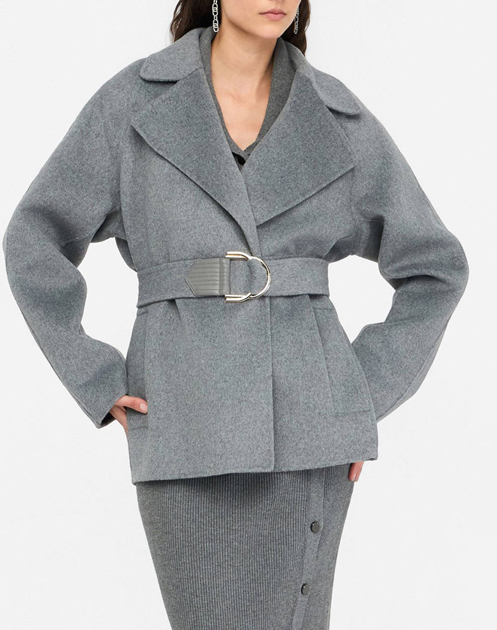 LIU JO LIU JO BLACK_CF5C47_GIACCONE VESTAGLIA C/CINTURA ΠΑΛΤΟ ΓΥΝΑΙΚΕΙΟ CF5071T4627-03243 Gray