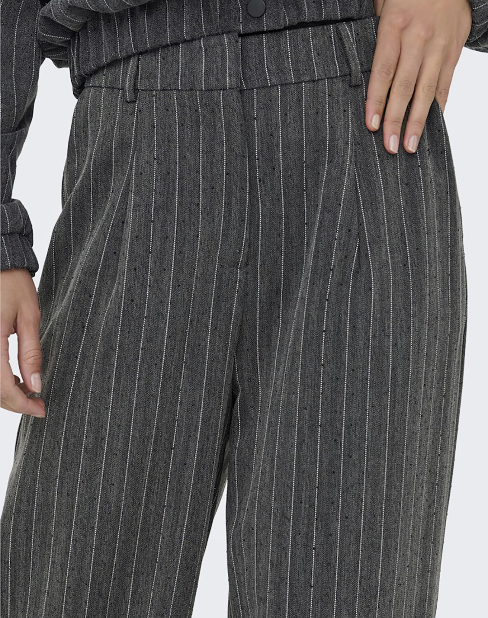 ONLY ONLSIGA LIFE HW HB RHINE WIDE PANT TLR 15357654-Dark Grey MelangePINESTRIPEW.RHINESTONE DarkGray φωτογραφία
