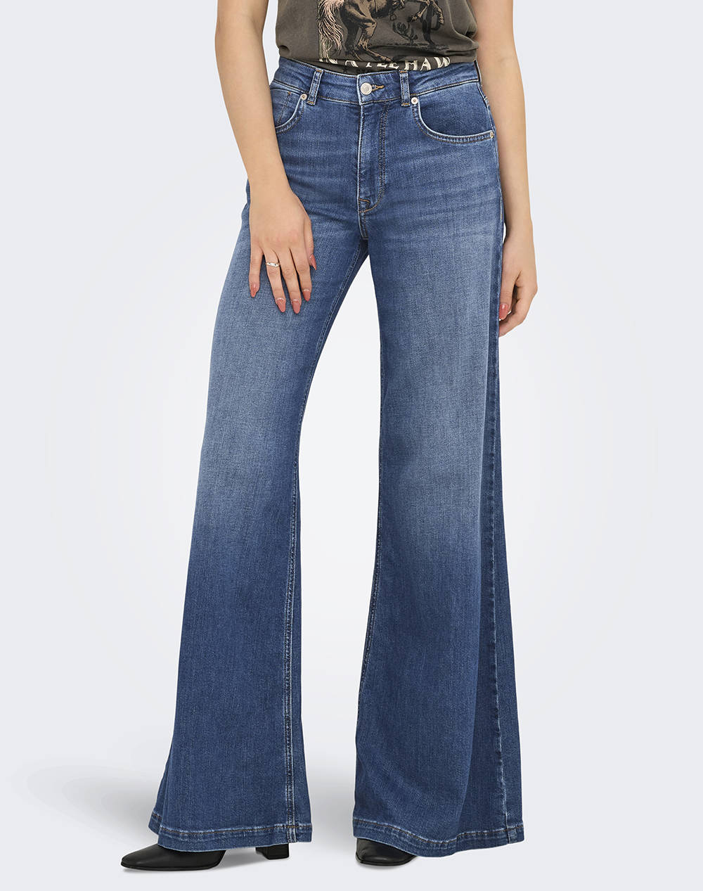 ONLY ONLY ONLCALIFORNIA MW WIDE FLARE DNM REA 15352119-Dark Medium Blue Denim DenimBlue
