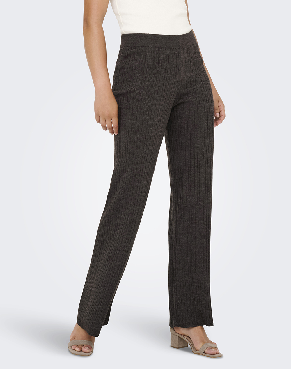 ONLY ONLY ONLTHEA PANT KNT 15352981-Chocolate TorteMelange DarkBrown